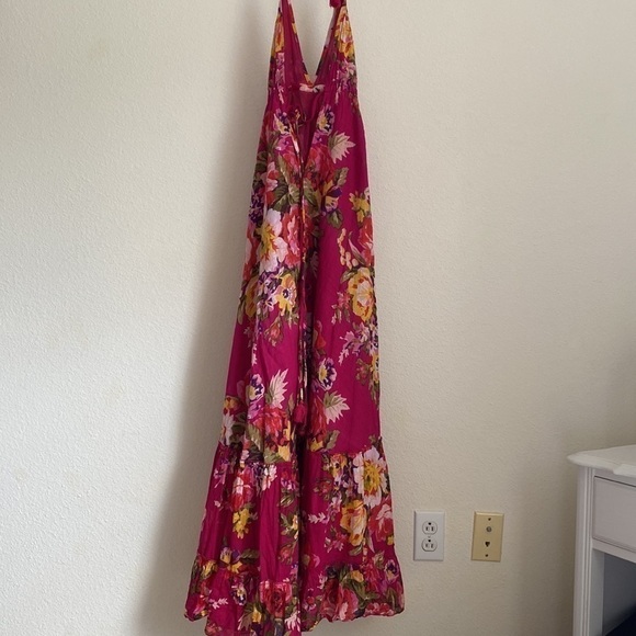 Miss Kitsch Ibiza Pink Floral Cotton Maxi Dress S - Picture 7 of 13